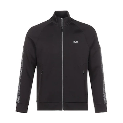 HUGO BOSS SS21 Black Zip-Up Stand Collar Track Jacket 50441269-001