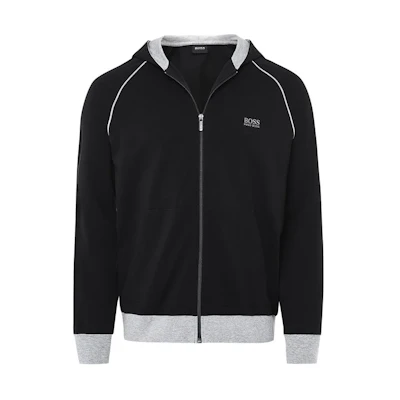 HUGO BOSS SS21 Cotton Blend Zip-Up Hoodie Jacket - Black 50381879-001