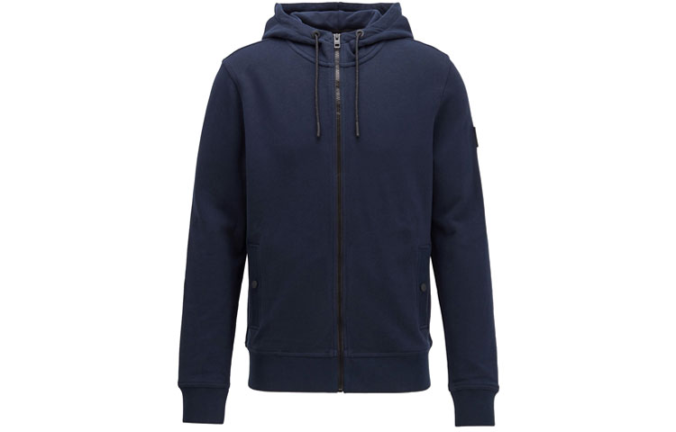 HUGO BOSS SS21 Cotton Hooded Jacket in Navy Blue 50426651-404