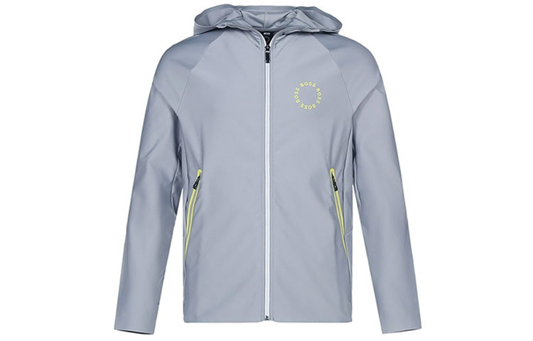 HUGO BOSS SS21 Gray Logo Hooded Jacket Long Sleeve 50459949-059