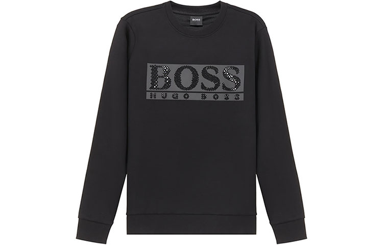 HUGO BOSS SS21 Logo Crewneck Pullover Sweatshirt Black 50443669-001