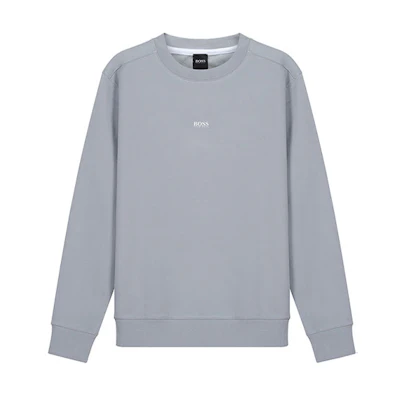 HUGO BOSS SS21 Logo Crewneck Pullover Sweatshirt Men’s Light Blue Gray 50418949-053