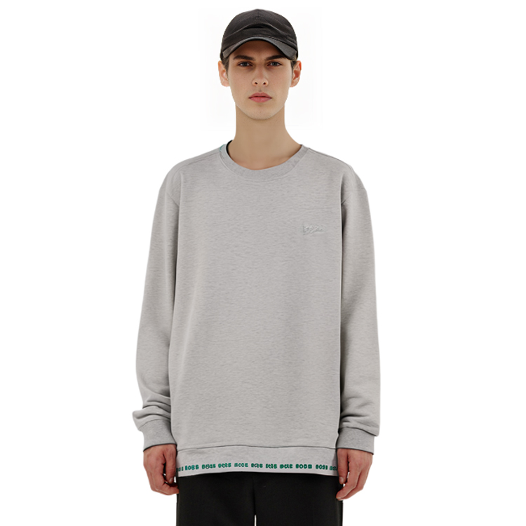 Sizing HUGO BOSS SS21 男士灰白刺繡Logo圓領長袖衛衣 50452472-057