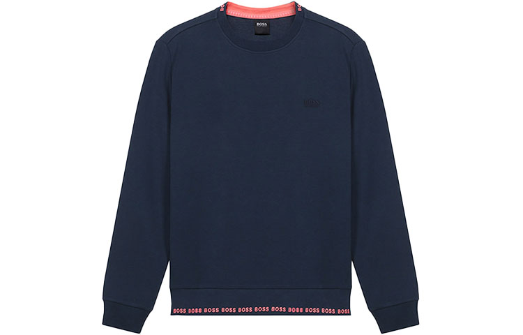 HUGO BOSS SS21 Logo Embroidered Crewneck Sweatshirt Navy Blue () 50452472-410