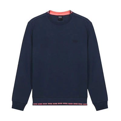 HUGO BOSS SS21 Logo Embroidered Crewneck Sweatshirt Navy Blue () 50452472-410