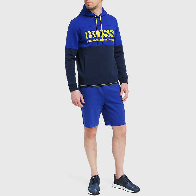 HUGO BOSS SS21 Logo Embroidered Navy Blue Hoodie Casual Wear 50451159-410 圖 4