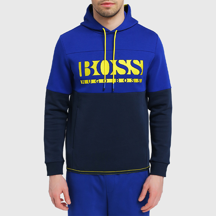 HUGO BOSS SS21 Logo Embroidered Navy Blue Hoodie Casual Wear 50451159-410 圖 6