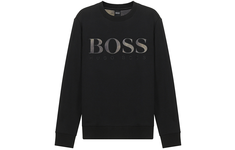 HUGO BOSS SS21 Logo Print Crewneck Long Sleeve Sweatshirt Black 50448138-001