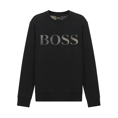 HUGO BOSS SS21 Logo Print Crewneck Long Sleeve Sweatshirt Black 50448138-001