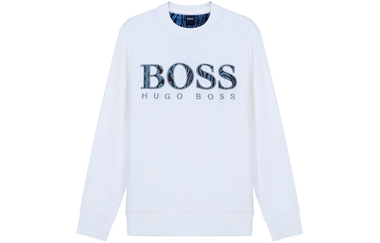 HUGO BOSS SS21 Logo Print Crewneck Long Sleeve Sweatshirt White () 50448138-100