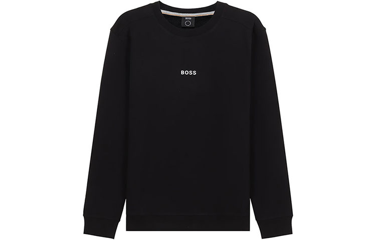 HUGO BOSS SS21 Minimal Logo Black Crewneck Sweatshirt for Men 50462828-001