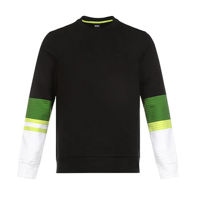 HUGO BOSS SS21 Slim-Fit Cotton Crewneck Long Sleeve Sweatshirt Black 50435767-001