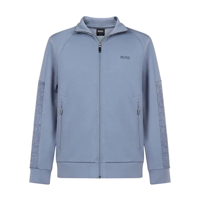 HUGO BOSS SS21 Stand Collar Zip-Up Sports Jacket Gray Blue 50441269-043