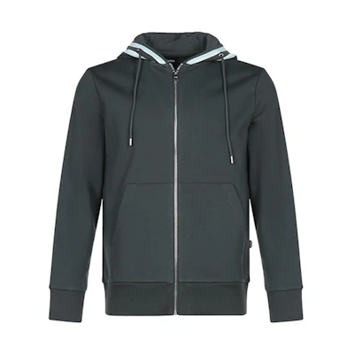 HUGO BOSS SS21 Striped Pattern Hooded Zip Jacket - Dark Green 50449067-301