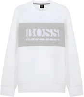 HUGO BOSS SS21 White Crewneck Sweatshirt with Logo Print 50447034-100 HUGO BOSS SS21 White Crewneck Sweatshirt with Logo Print 50447034-100