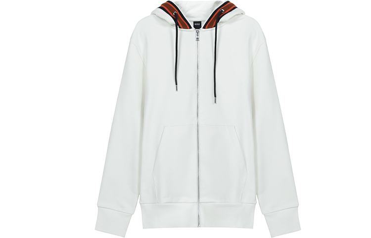 HUGO BOSS SS21 White Zip-Up Sweatshirt Jacket 50449067-118