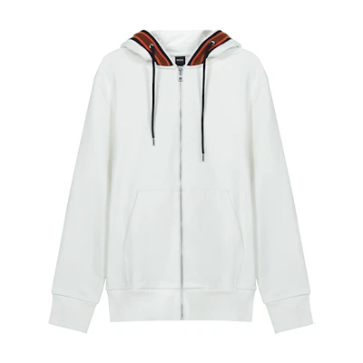 HUGO BOSS SS21 White Zip-Up Sweatshirt Jacket 50449067-118