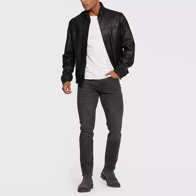 HUGO BOSS SS22  Black Leather Jacket with Stand Collar. 50476955-001 圖 3