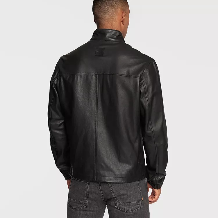HUGO BOSS SS22  Black Leather Jacket with Stand Collar. 50476955-001 圖 4