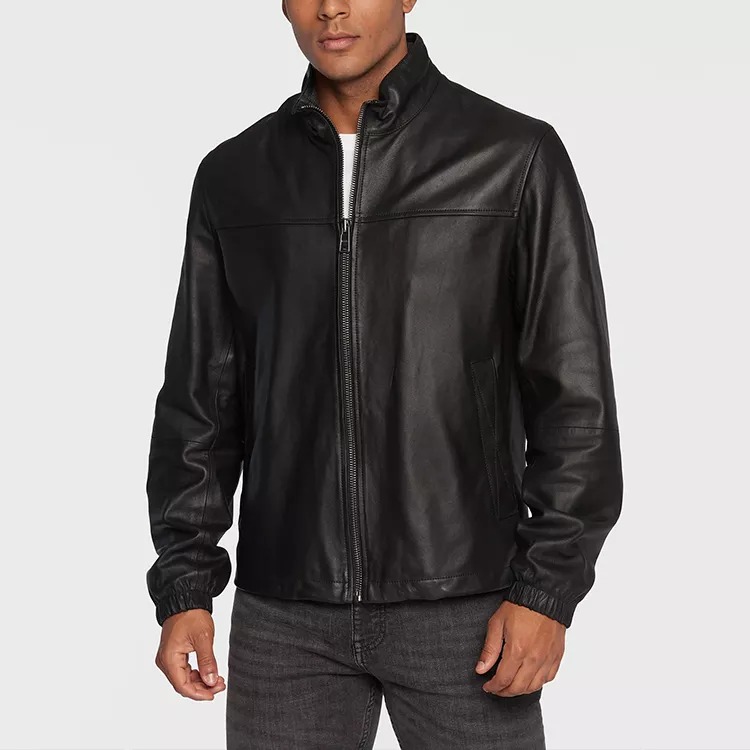 HUGO BOSS SS22  Black Leather Jacket with Stand Collar. 50476955-001 圖 5