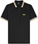 Order HUGO BOSS SS22 Black Polo Shirt with Logo Embroidery and Striped Collar. 50398302-016