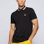 Shop HUGO BOSS SS22 Black Polo Shirt with Logo Embroidery and Striped Collar. 50398302-016
