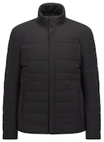 HUGO BOSS SS22 Black Quilted Waterproof Jacket with Logo Patch 50461241-001 HUGO BOSS SS22 Black Quilted Waterproof Jacket with Logo Patch 50461241-001