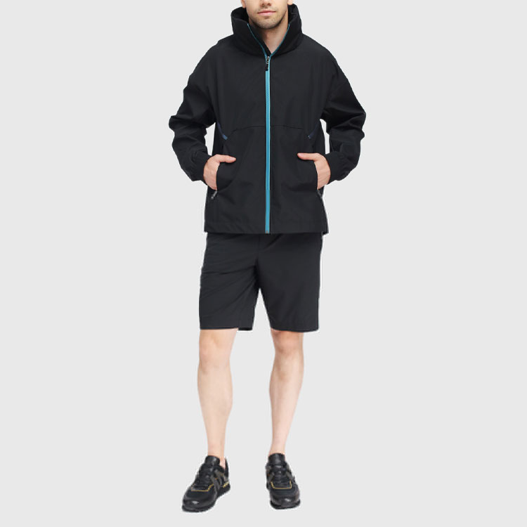 HUGO BOSS SS22  Black Striped Hidden Hood Jacket Coat. 50452078-001 圖 5