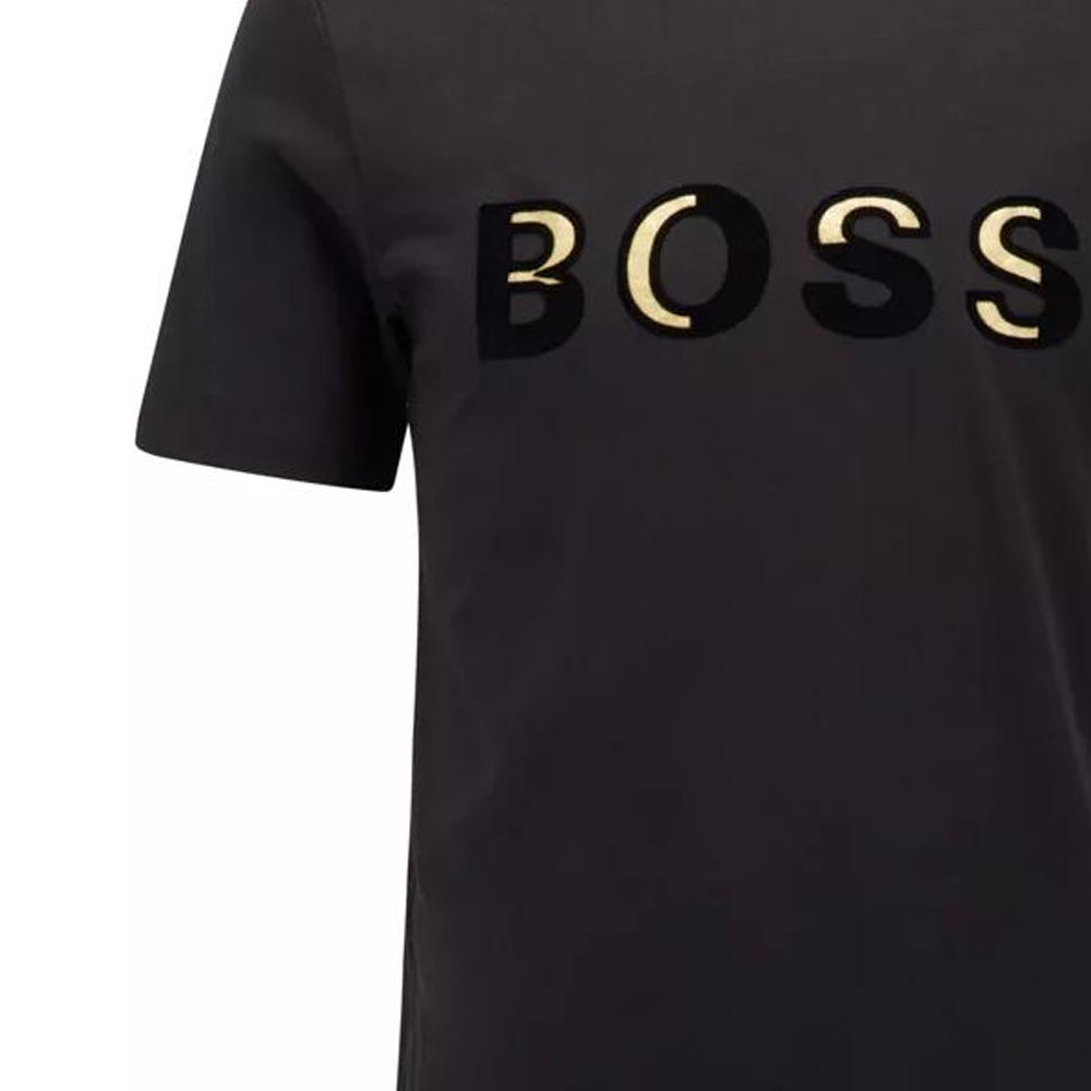 Sizing HUGO BOSS SS22  Logo Printed Crew Neck Black T-Shirt. 50462724-003
