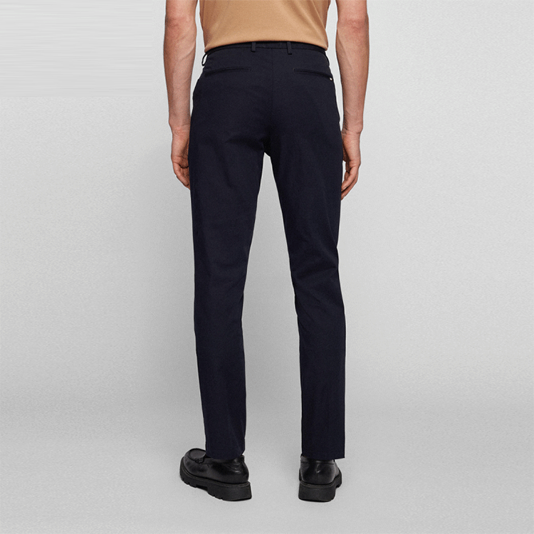 Shop HUGO BOSS SS22  Logo Stretch Cotton Casual Pants - Navy Blue 50452098-404