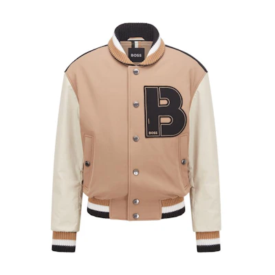HUGO BOSS SS22 Loose Fit Long Sleeve Jacket with Logo in Khaki Color. 50481507-260