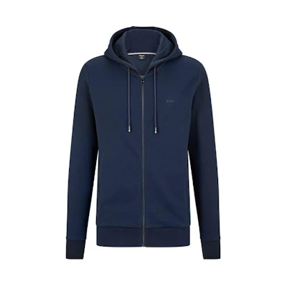 HUGO BOSS SS22 Navy Logo Printed Zip-Up Long Sleeve Sweatshirt 50471960-404
