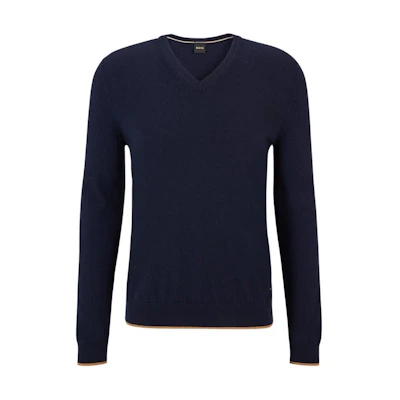 HUGO BOSS SS22 Slim-Fit V-Neck Long Sleeve Sweater Deep Blue 50480323-404