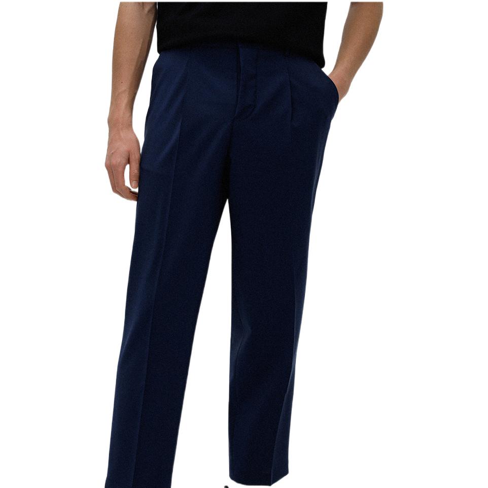 Shop HUGO BOSS SS22  Slim Fit Navy Casual Pants with Trimmed Pockets. 50466026-430