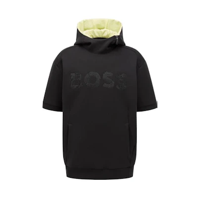 HUGO BOSS SS22 AJ Logo Art Graphic Contrast Hoodie Black 50466243-001