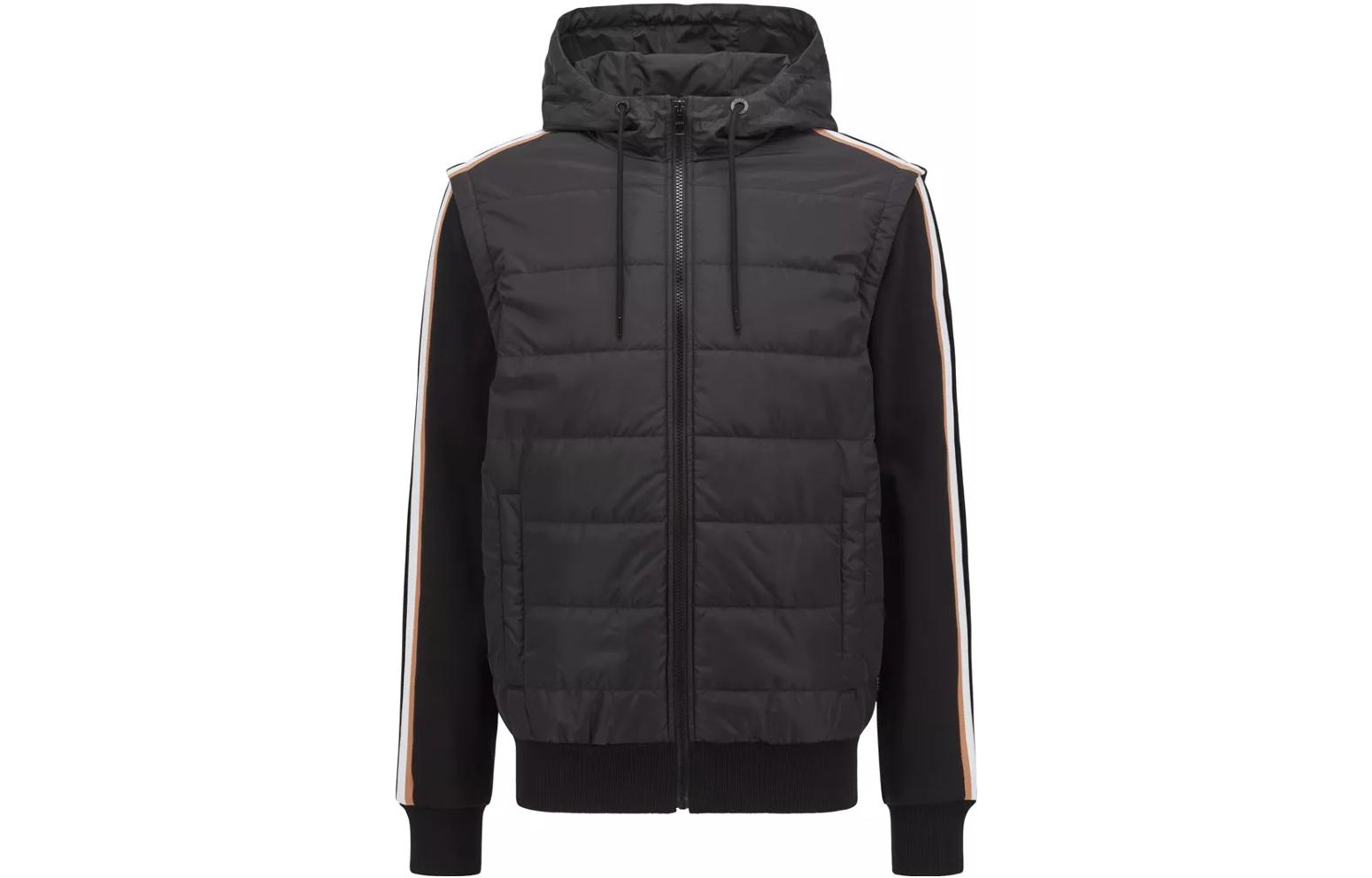 HUGO BOSS SS22 Black Casual Jacket with Detachable Striped Accents 50471860