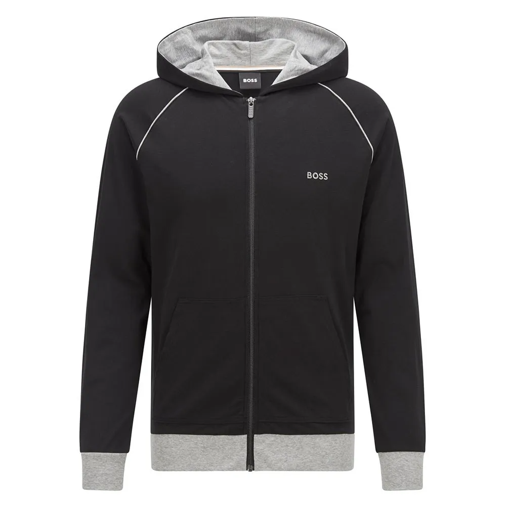 HUGO BOSS SS22 Black Colorblock Zip-Up Hooded Jacket 50469540-001