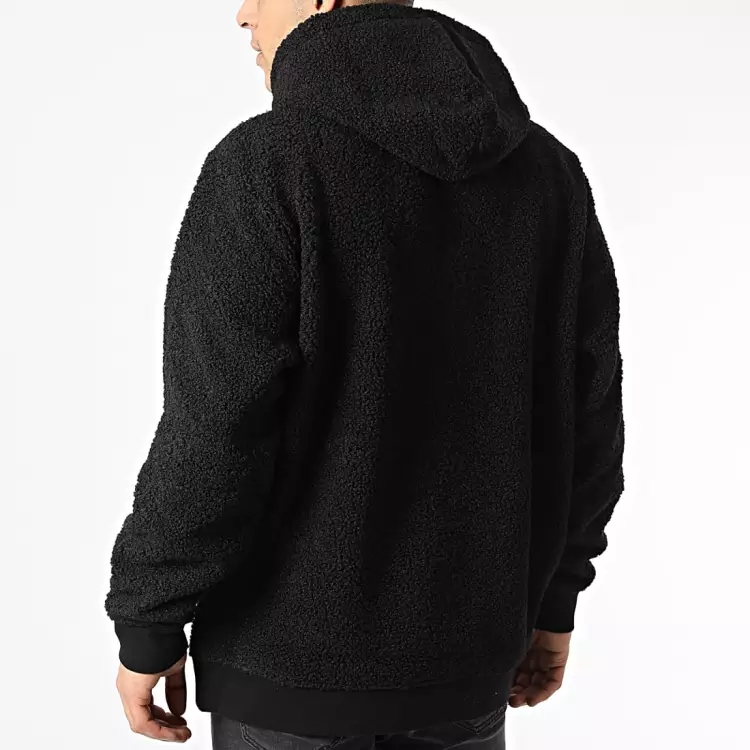 Purchase 雨果博斯 SS22 黑色连帽衫，徽标刺绣与麂皮质感。 50462543-10239063-1