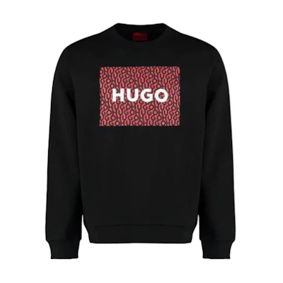 HUGO BOSS SS22 Black Logo Print Loose Fit Crewneck Sweatshirt Men 50472719-001