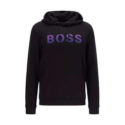 HUGO BOSS SS22 Black Logo Print Pullover Hoodie 50462542-001