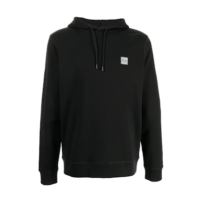 HUGO BOSS SS22 Black Pullover Hoodie with Logo & Drawstring Design 50462776-001