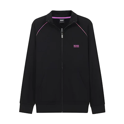 HUGO BOSS SS22 Black Solid Zip-Up High Collar Jacket 50379013-009