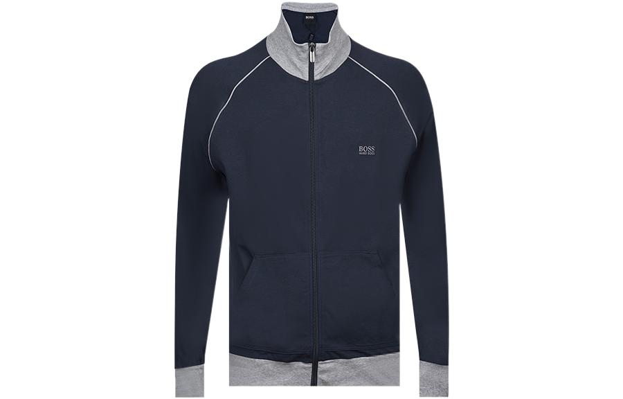 HUGO BOSS SS22 Blue Printed Zip Jacket for Men 50379013-409