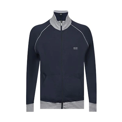 HUGO BOSS SS22 Blue Printed Zip Jacket for Men 50379013-409