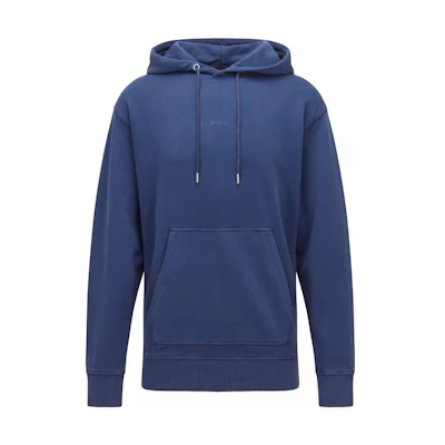 HUGO BOSS SS22 Blue Pullover Hoodie with Solid Letter Design for Men 50472411-415