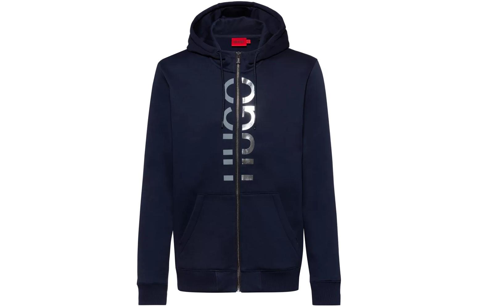 HUGO BOSS SS22 Blue Zip-Up Sweatshirt with Letter Print 50461612-405
