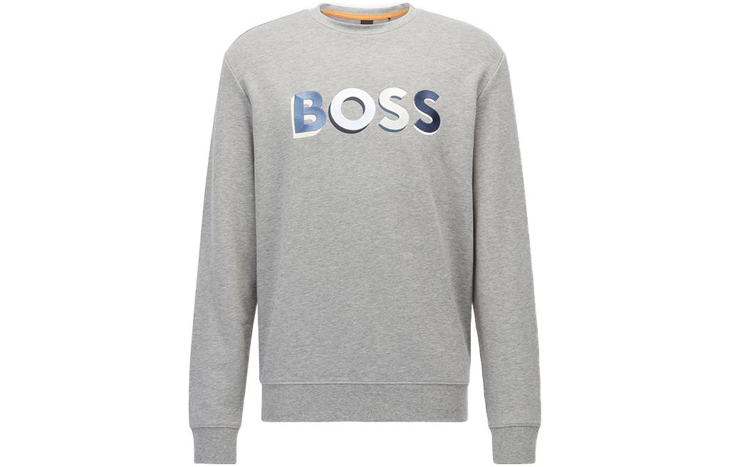 HUGO BOSS SS22 Colorblock Logo Cotton Terry Sweatshirt Men’s Grey 50466690-041