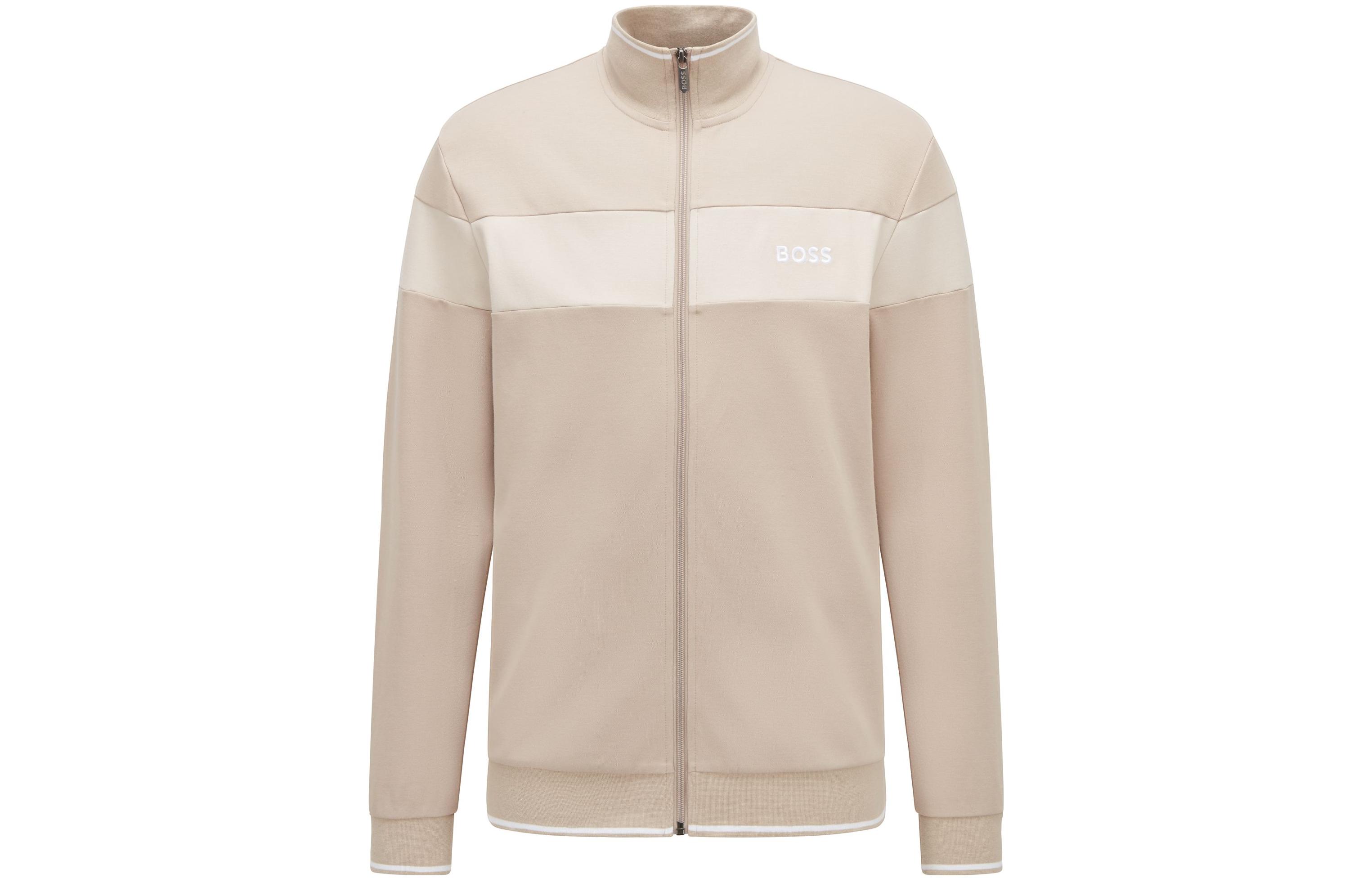 HUGO BOSS SS22 Contrast Trim Logo Jacket in Light Beige 50473524-275