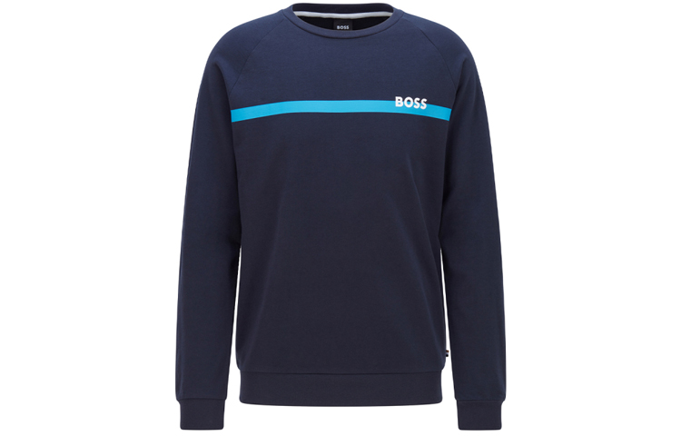 HUGO BOSS SS22 Crewneck Striped Long-Sleeve Sweatshirt Blue () 50465703-403