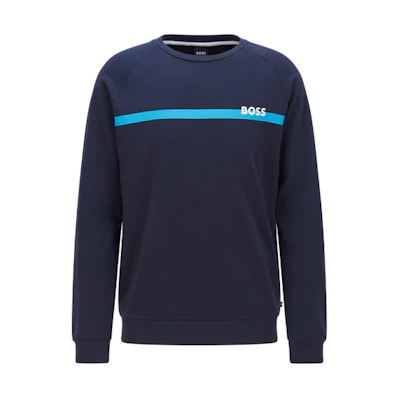 HUGO BOSS SS22 Crewneck Striped Long-Sleeve Sweatshirt Blue () 50465703-403